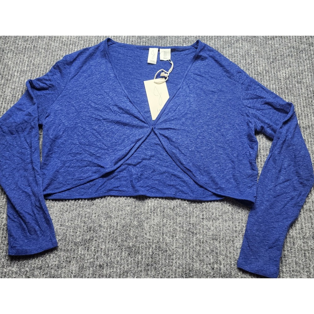 Joie Women Blue Linen Blend Twist Front Cropped Bolero Cardigan Size 4 NWT